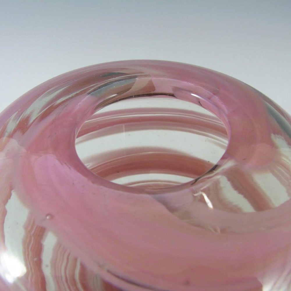 (image for) Mdina Maltese Pink Striped Glass Vase - Signed - Click Image to Close