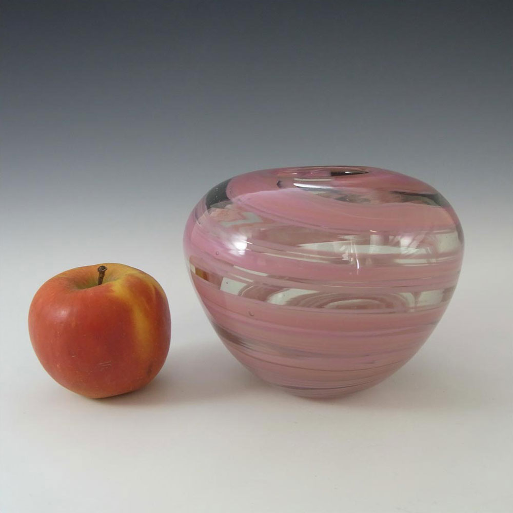 (image for) Mdina Maltese Pink Striped Glass Vase - Signed - Click Image to Close