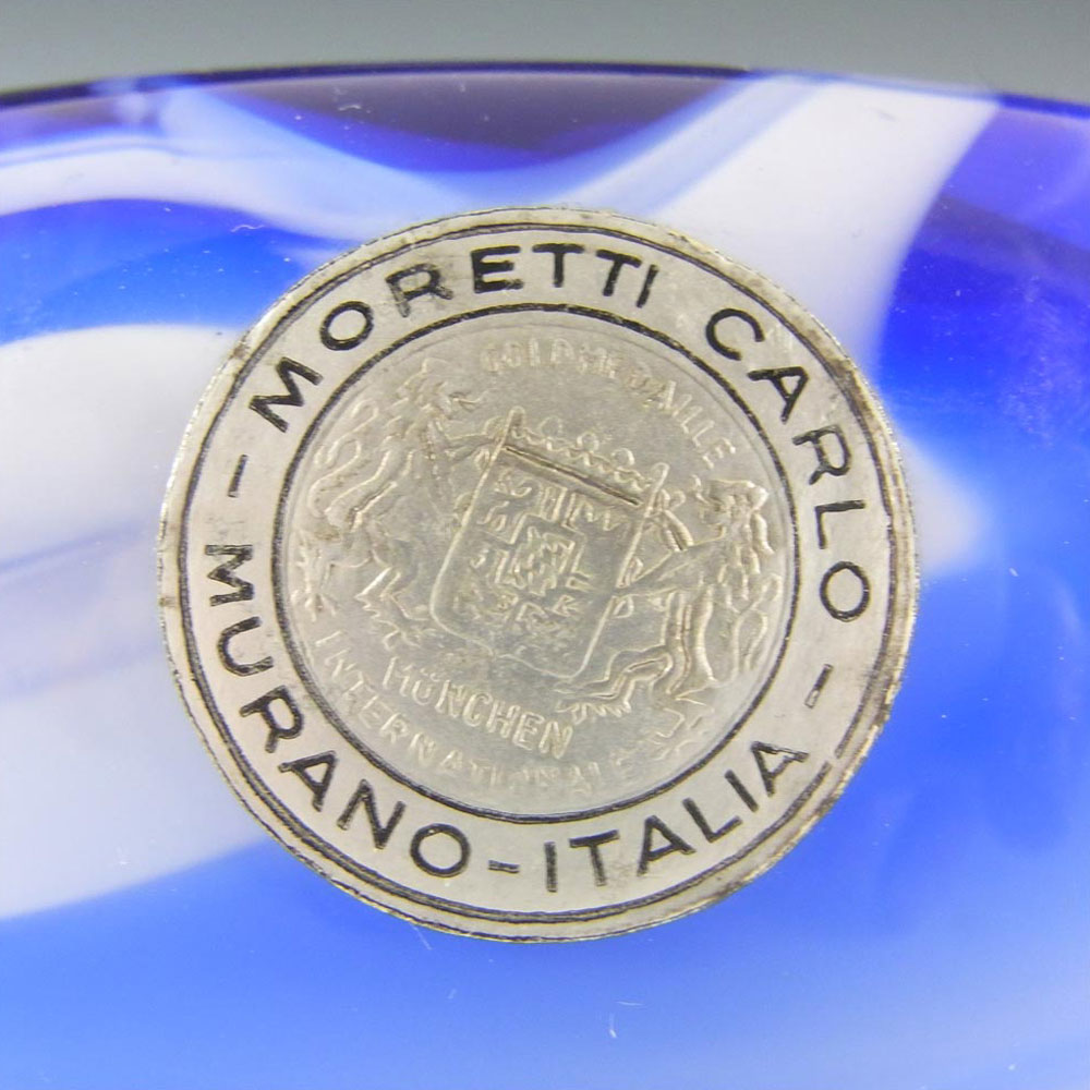 (image for) Carlo Moretti Marbled Blue & White Murano Glass Bowl - Click Image to Close