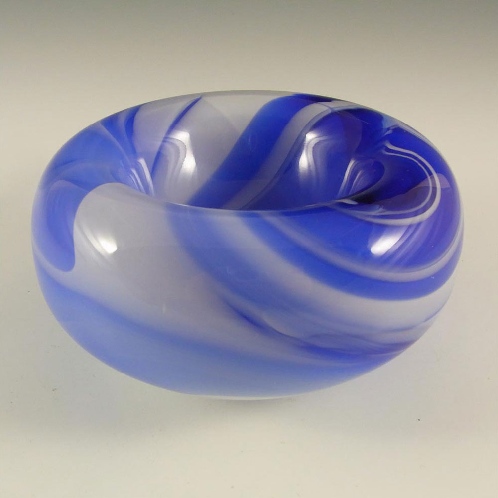 Carlo Moretti Marbled Blue & White Murano Glass Bowl - Click Image to Close