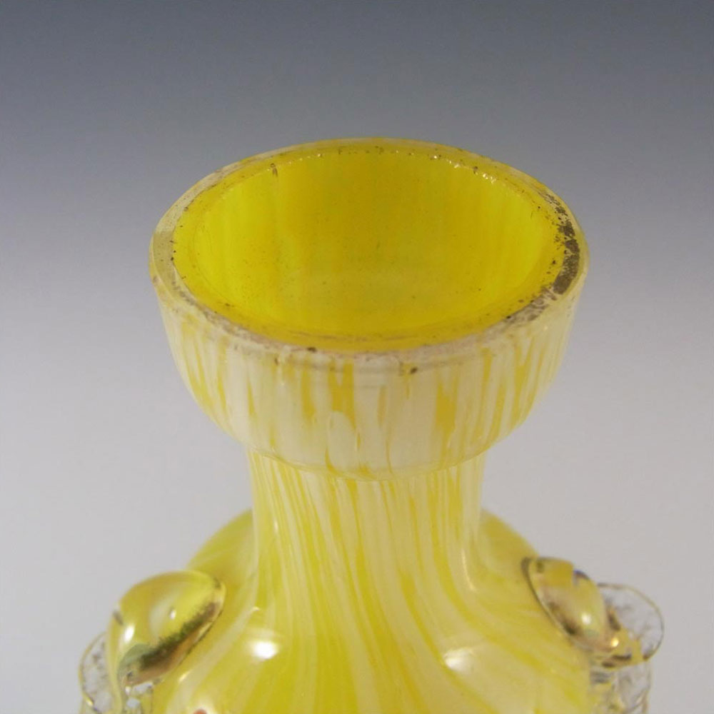 (image for) Welz Lemon Yellow & White Spatter Glass Enamelled Vase - Click Image to Close