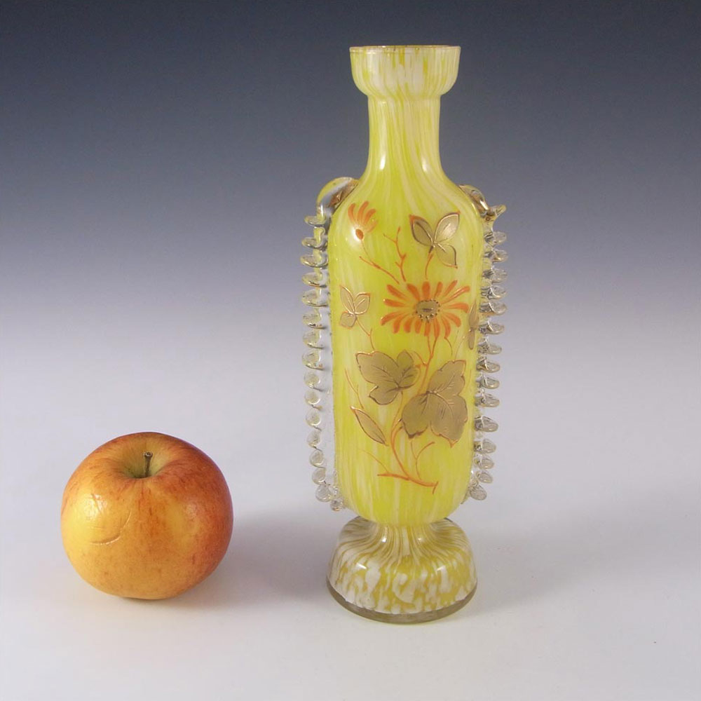 (image for) Welz Lemon Yellow & White Spatter Glass Enamelled Vase - Click Image to Close