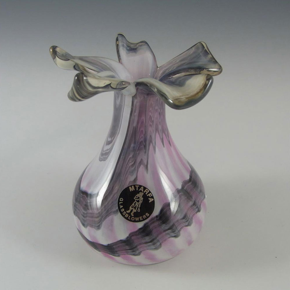 (image for) SIGNED Mtarfa Maltese Organic Purple & White Glass Vase - Click Image to Close