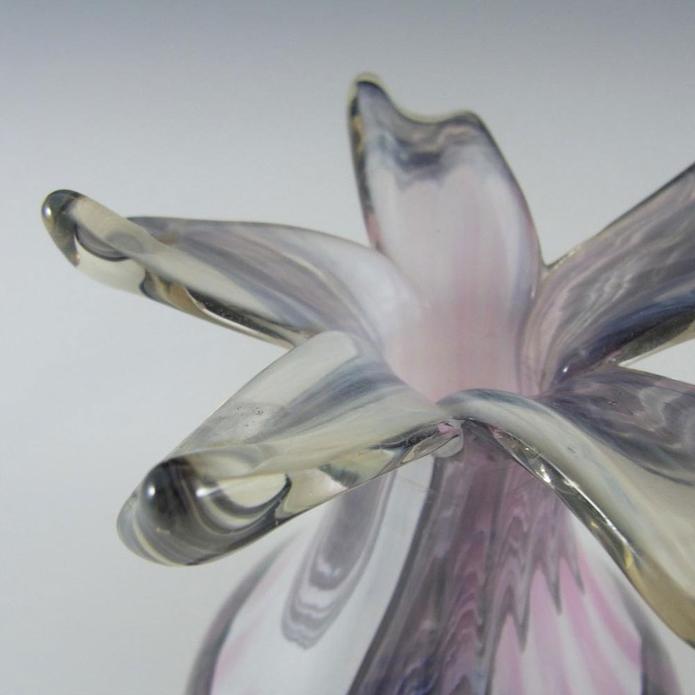 SIGNED Mtarfa Maltese Organic Purple & White Glass Vase - Click Image to Close