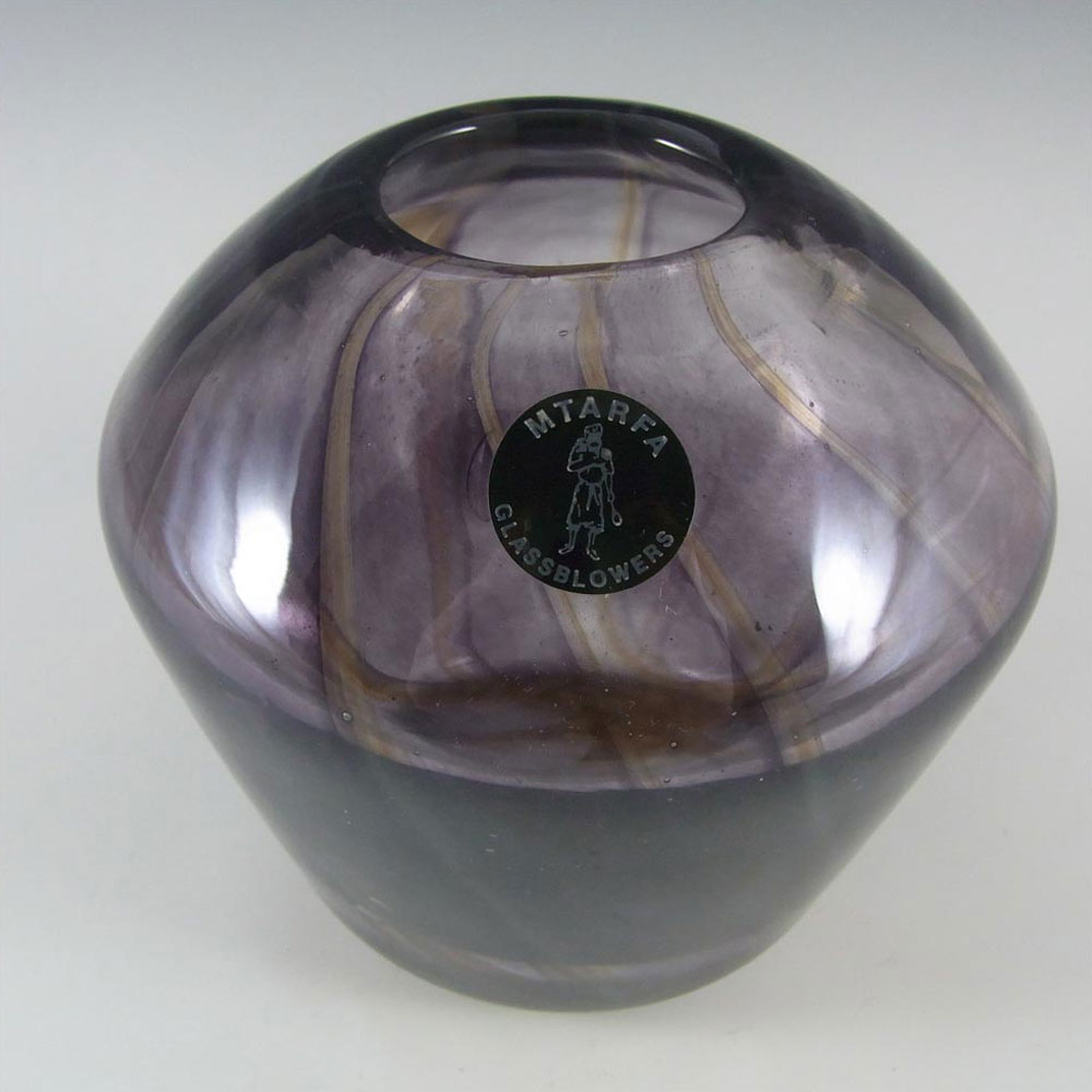(image for) Mtarfa Maltese Organic Purple Striped Glass Vase - Label - Click Image to Close