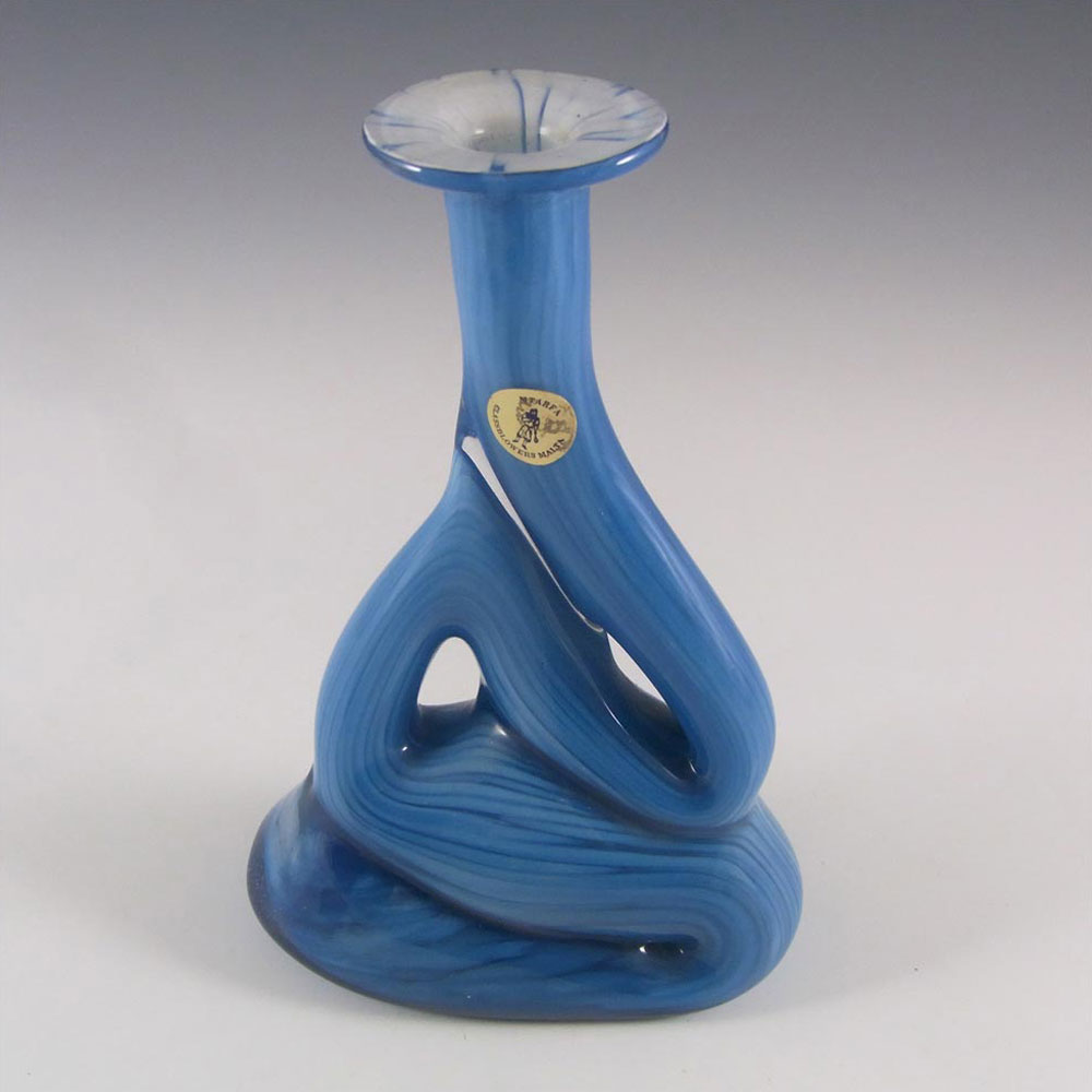 Mtarfa Maltese Organic Blue & White Glass Vase - Signed - Click Image to Close