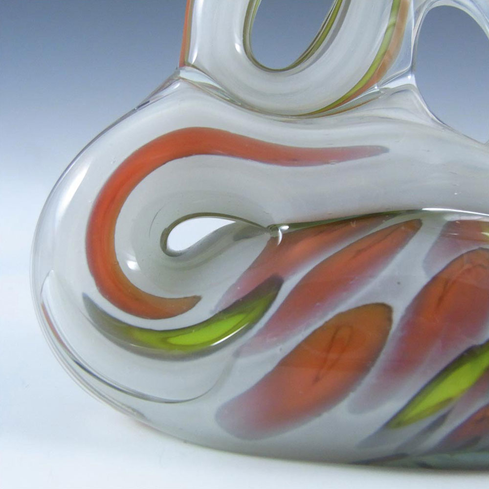 Mtarfa Maltese Organic White & Orange Glass Vase - Signed - Click Image to Close
