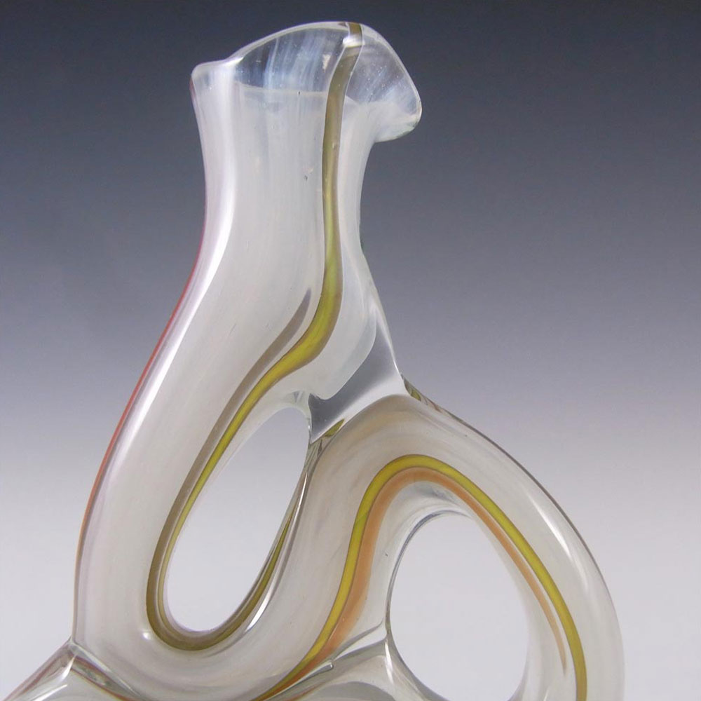 (image for) Mtarfa Maltese Organic White & Orange Glass Vase - Signed - Click Image to Close