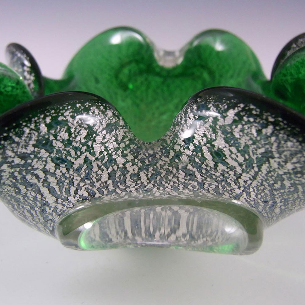 (image for) Murano Venetian Green Glass & Silver Leaf Bowl/Ashtray - Click Image to Close