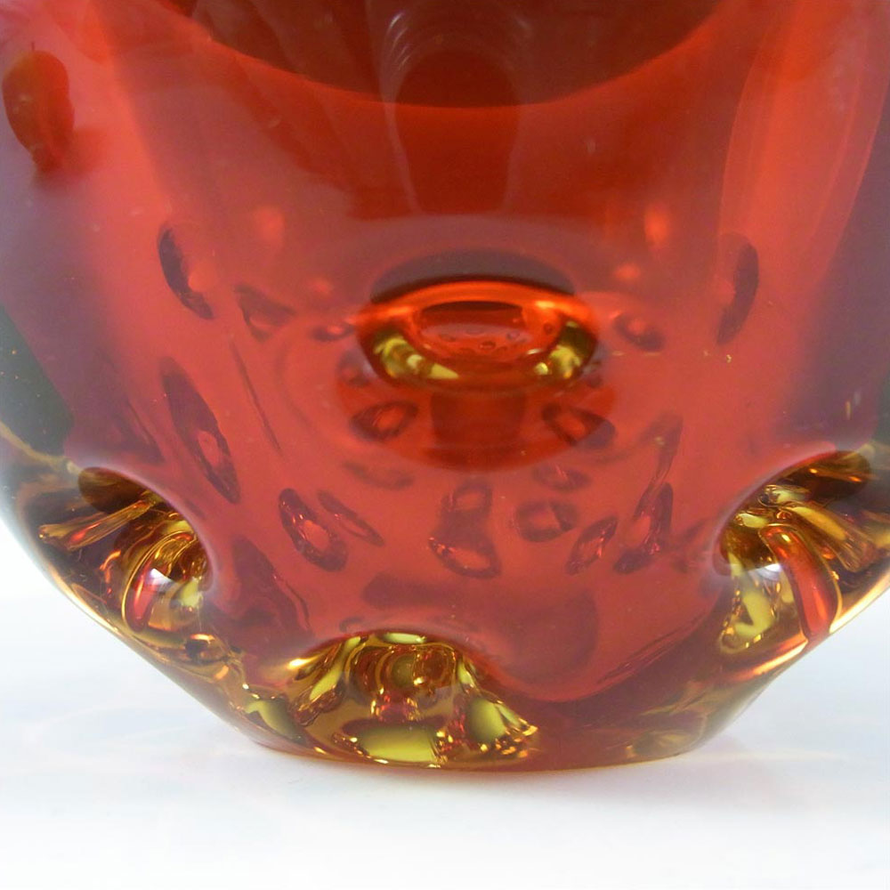Galliano Ferro Murano Geode Red & Amber Sommerso Glass Bowl - Click Image to Close
