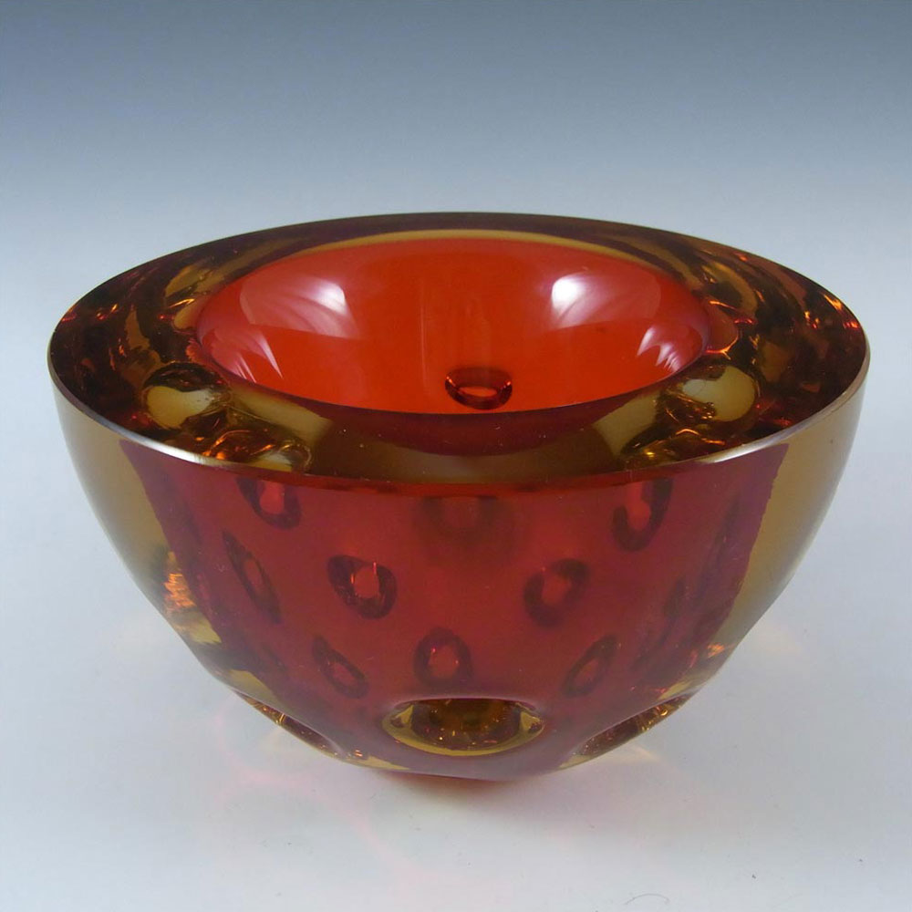(image for) Galliano Ferro Murano Geode Red & Amber Sommerso Glass Bowl - Click Image to Close