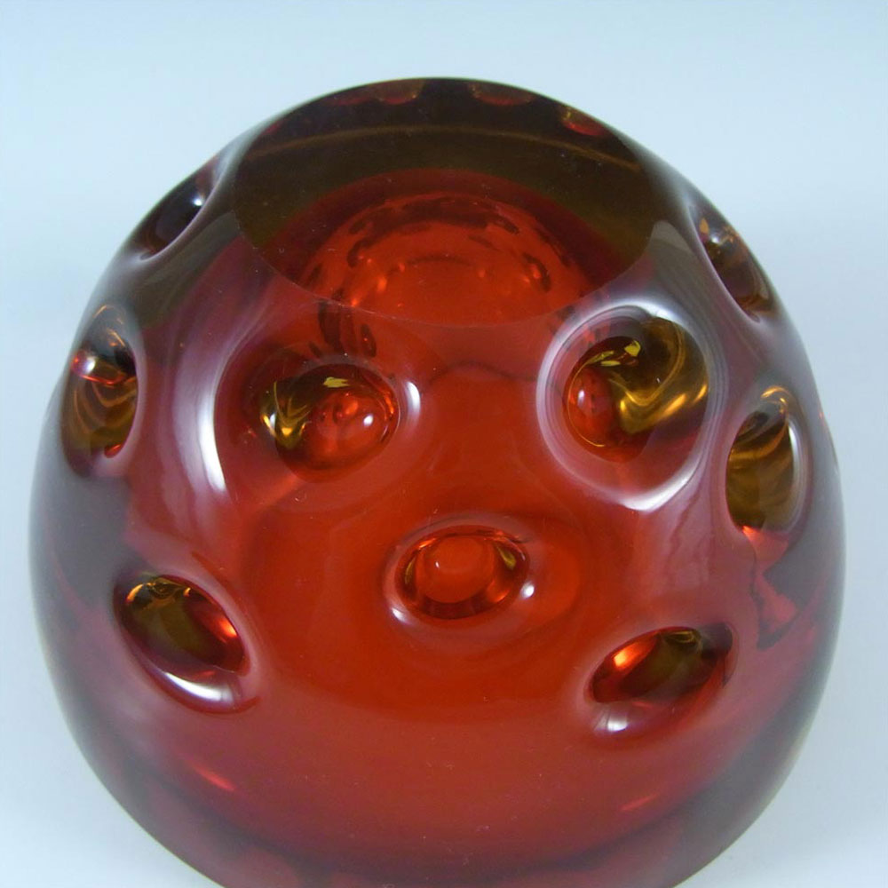 Galliano Ferro Murano Geode Red & Amber Sommerso Glass Bowl - Click Image to Close