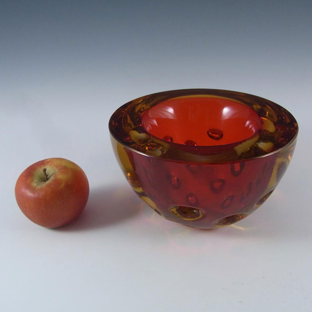 (image for) Galliano Ferro Murano Geode Red & Amber Sommerso Glass Bowl - Click Image to Close