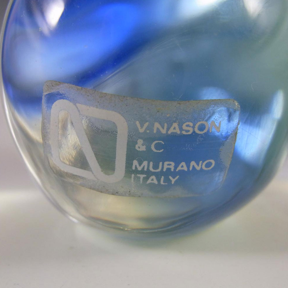 (image for) V. Nason & Co Murano Blue & Green Glass Bird Sculpture - Label - Click Image to Close