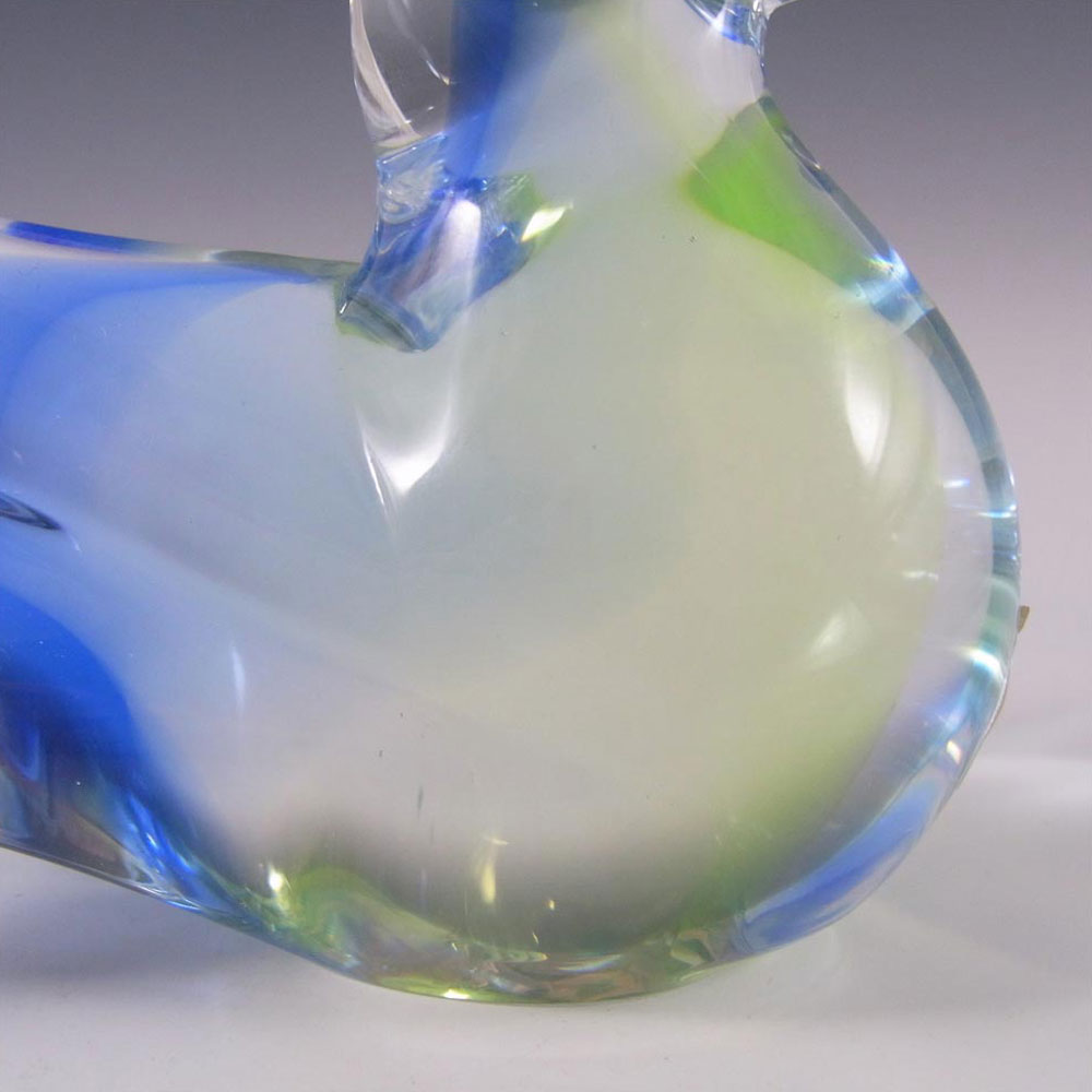 (image for) V. Nason & Co Murano Blue & Green Glass Bird Sculpture - Label - Click Image to Close