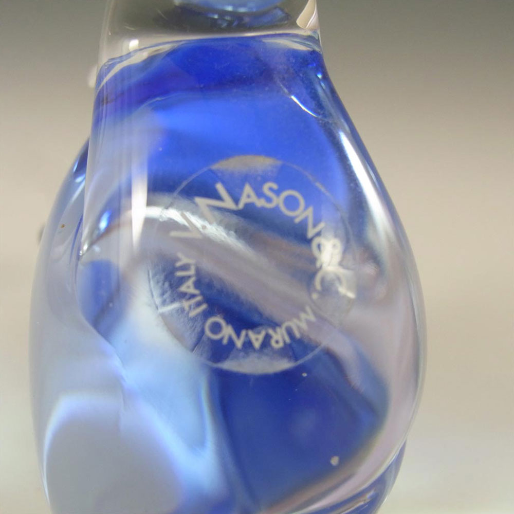 (image for) V. Nason & Co Murano Blue Glass Bird Sculpture - Label - Click Image to Close