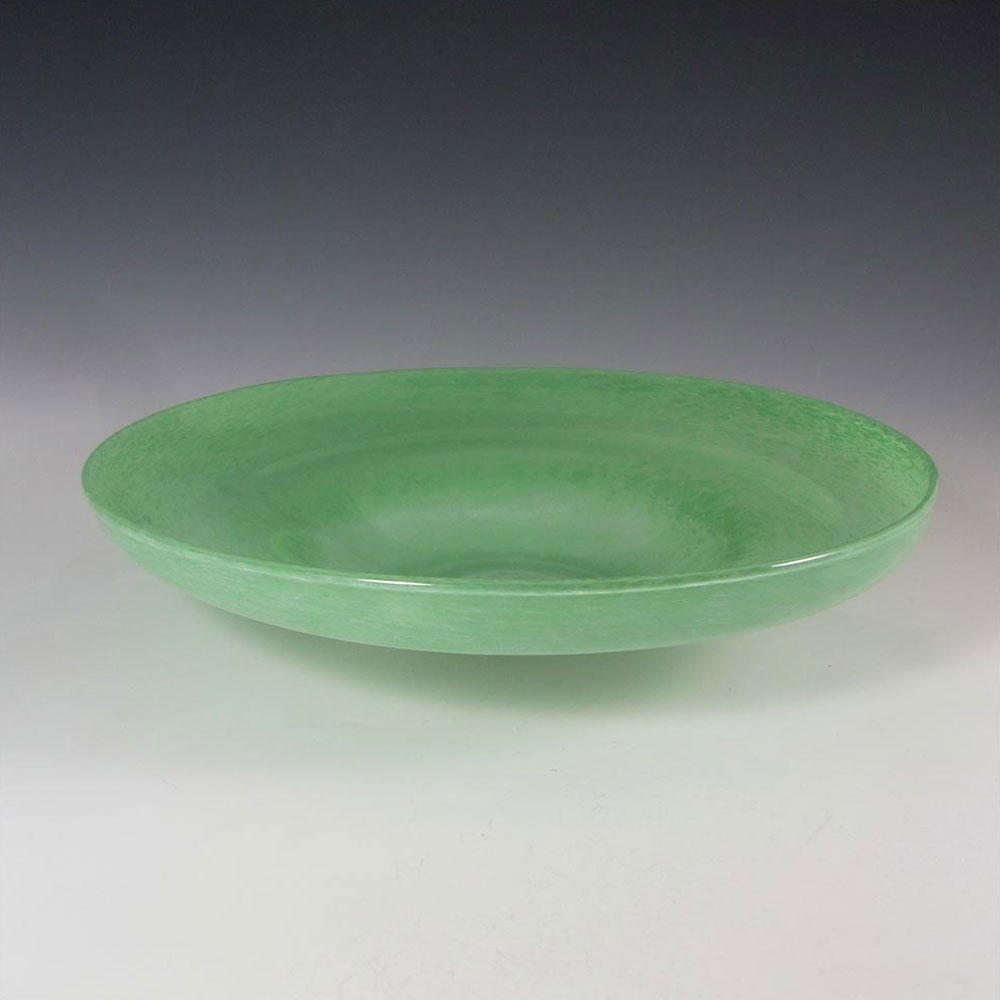 Nazeing Large Clouded Mottled Green Bubble Glass Bowl #1050 - Click Image to Close