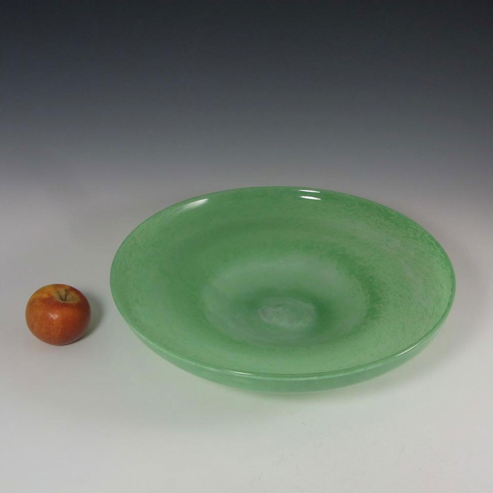 Nazeing Large Clouded Mottled Green Bubble Glass Bowl #1050 - Click Image to Close