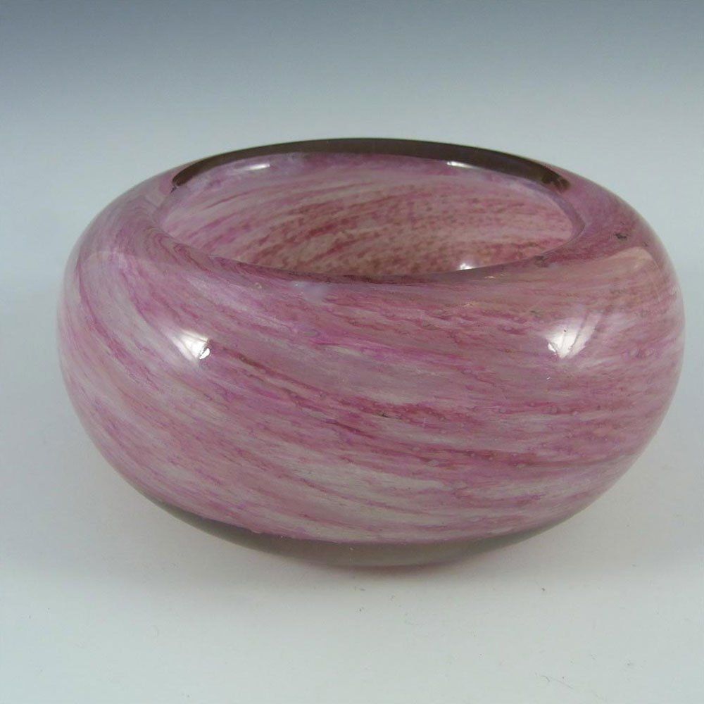 Nazeing British Clouded Mottled Pink Bubble Glass Bowl - Click Image to Close