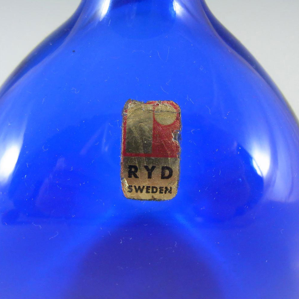 (image for) Ryd Labelled Scandinavian Blue Glass Three Sided Vase - Click Image to Close