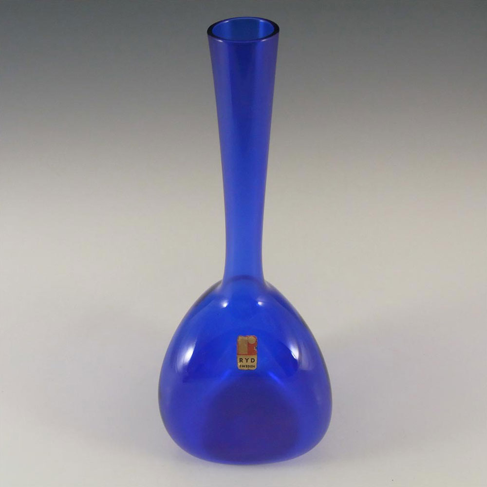 (image for) Ryd Labelled Scandinavian Blue Glass Three Sided Vase - Click Image to Close