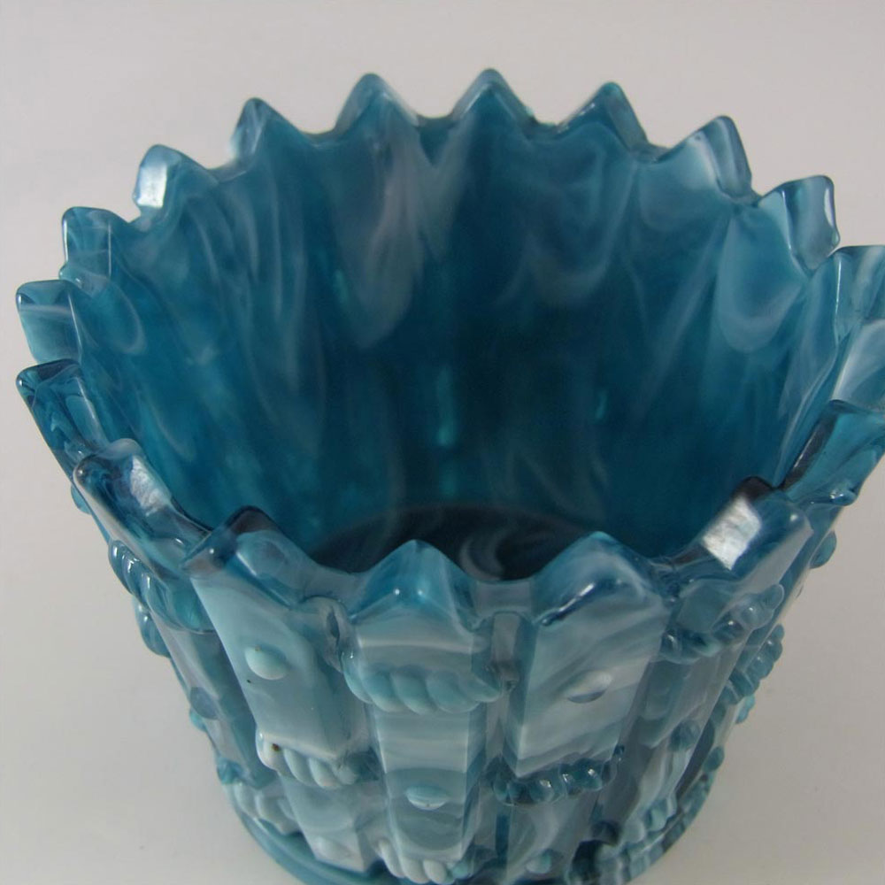 (image for) Victorian 1890's Turquoise Malachite/Slag Glass Bowl - Click Image to Close