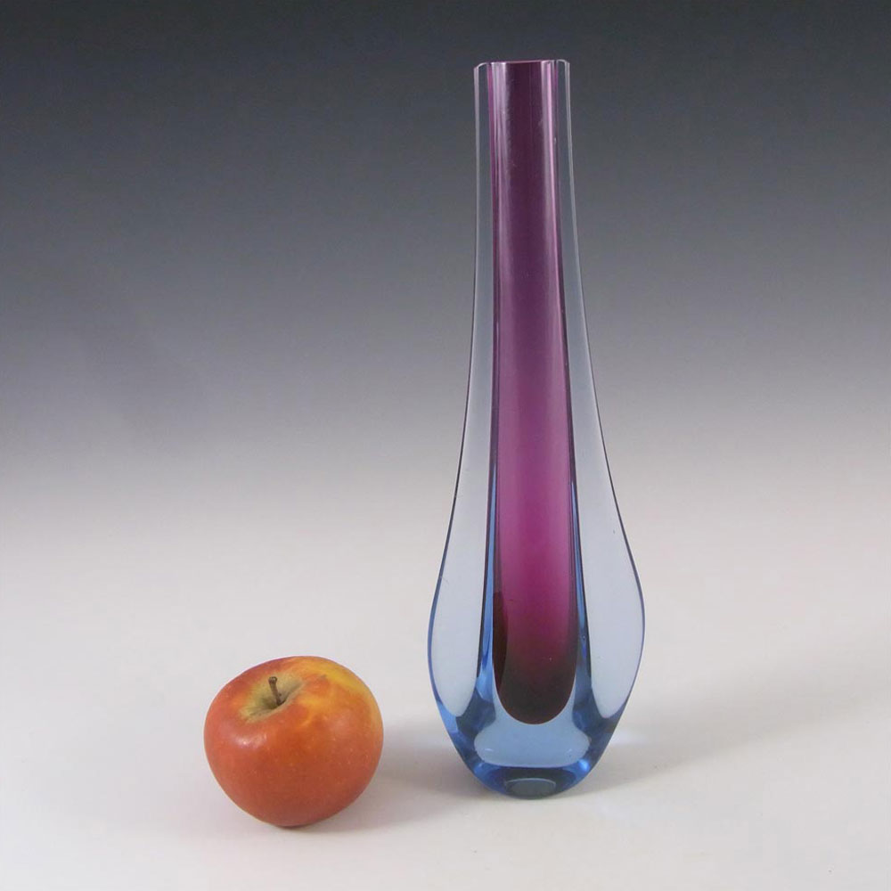 (image for) Galliano Ferro Murano Sommerso Purple & Blue Glass Stem Vase - Click Image to Close