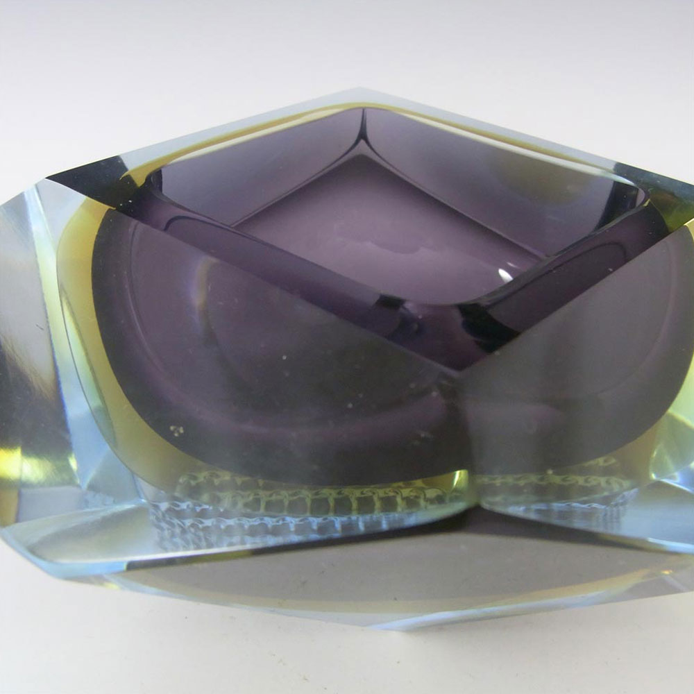 (image for) Murano Faceted Purple & Blue Sommerso Glass Block Bowl - Click Image to Close
