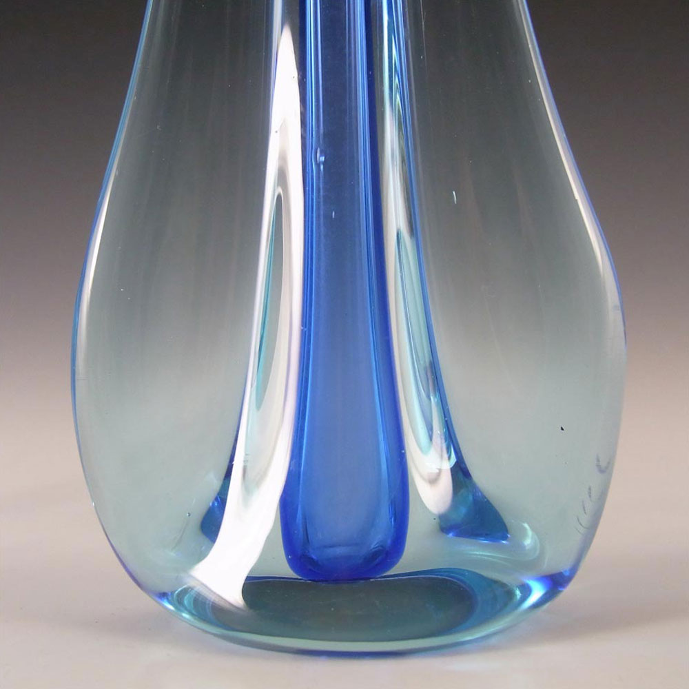 Galliano Ferro Murano Sommerso Blue Glass Stem Vase - Click Image to Close