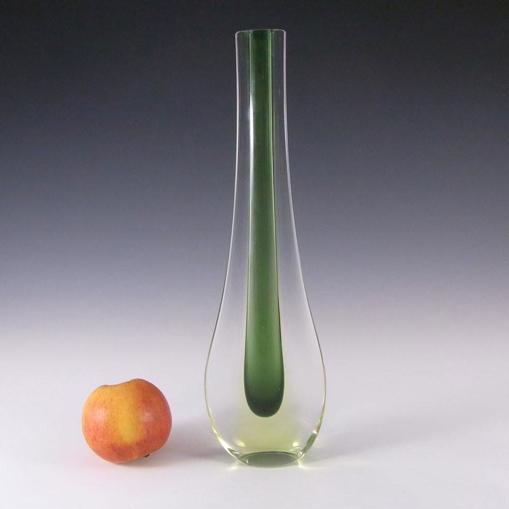 (image for) Galliano Ferro Murano Sommerso Green & Uranium Glass Stem Vase - Click Image to Close