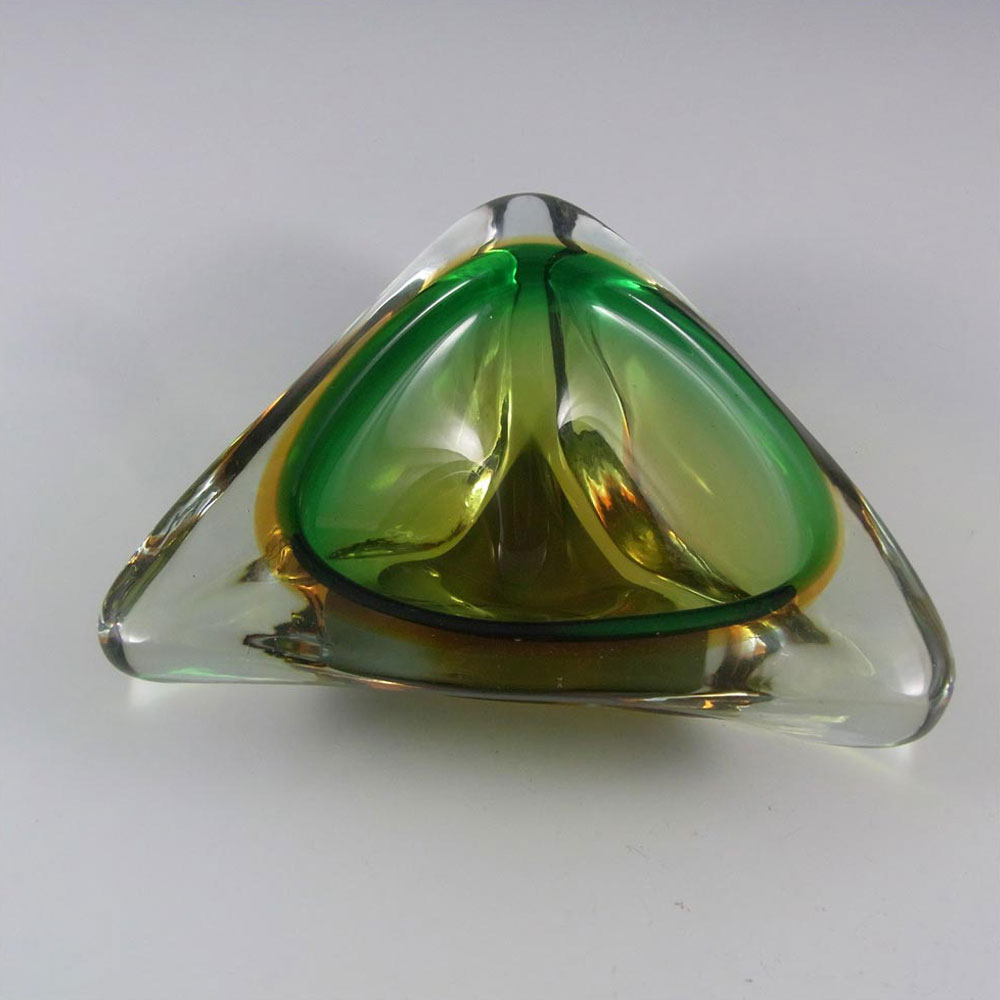 (image for) Arte Nuova Murano Green & Amber Sommerso Glass Bowl - Click Image to Close