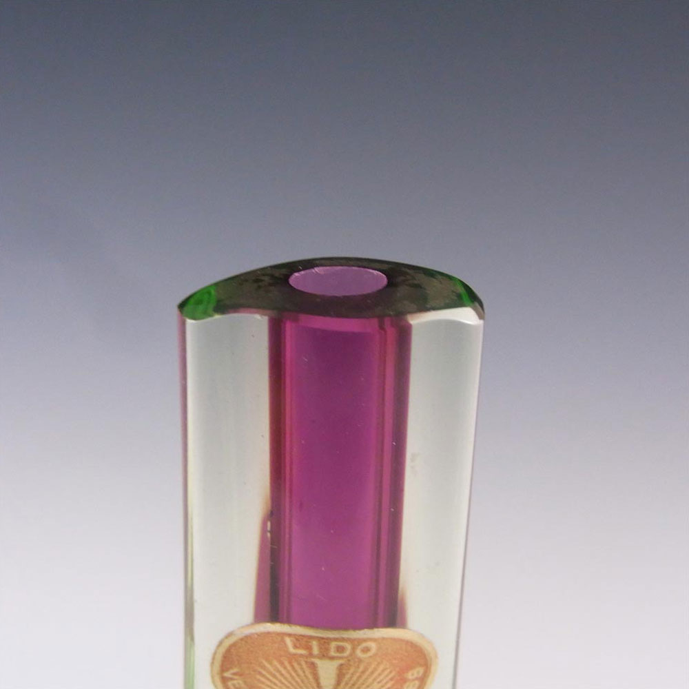 (image for) Galliano Ferro Murano Sommerso Purple & Uranium Glass Stem Vase - Click Image to Close