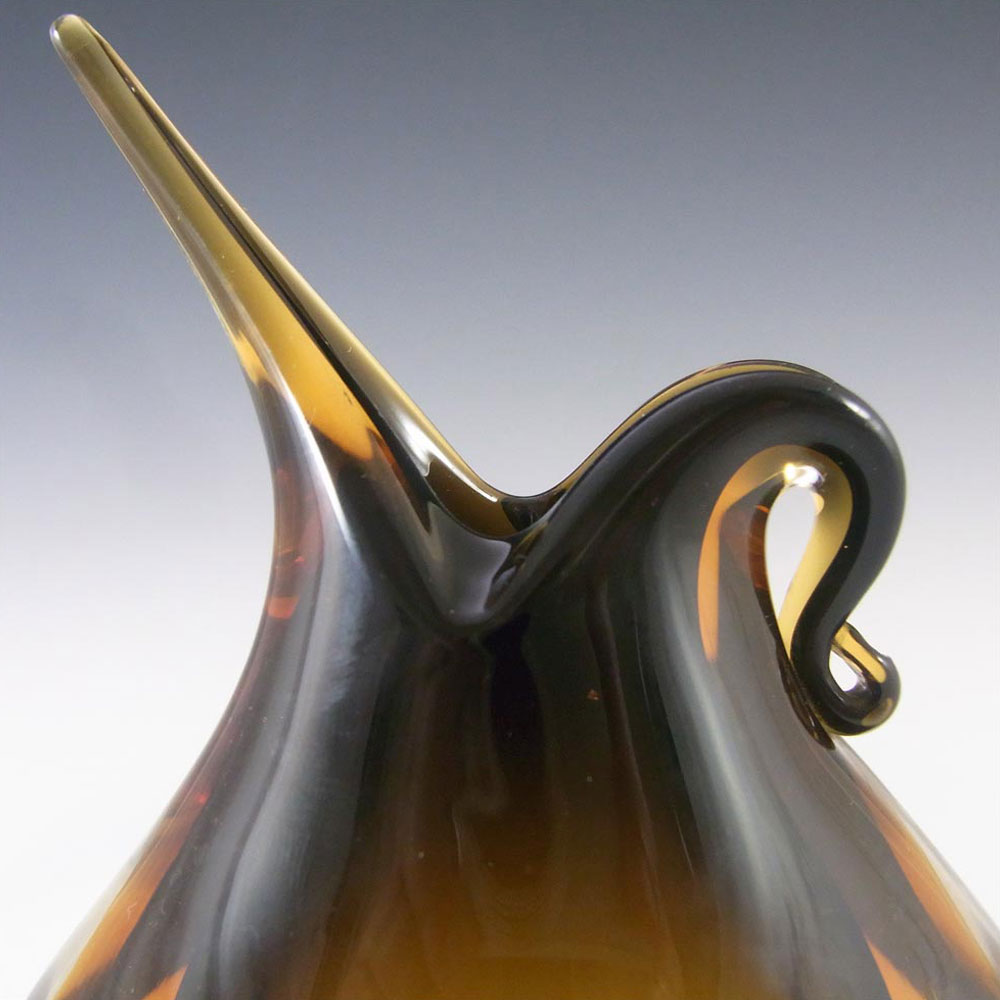 Murano/Sommerso 1950's Brown & Amber Glass Vase - Click Image to Close