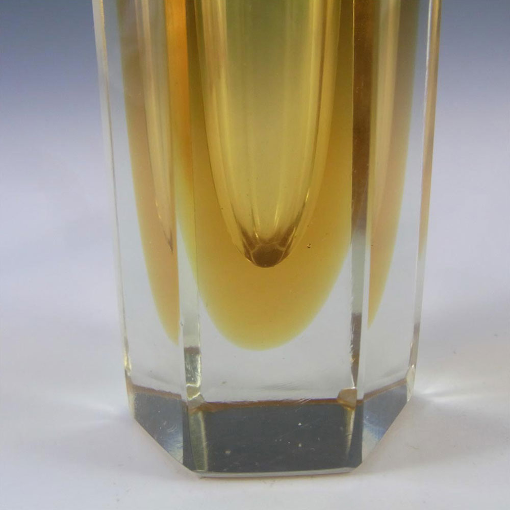 Murano Faceted Amber Sommerso Glass Block Vase - Click Image to Close