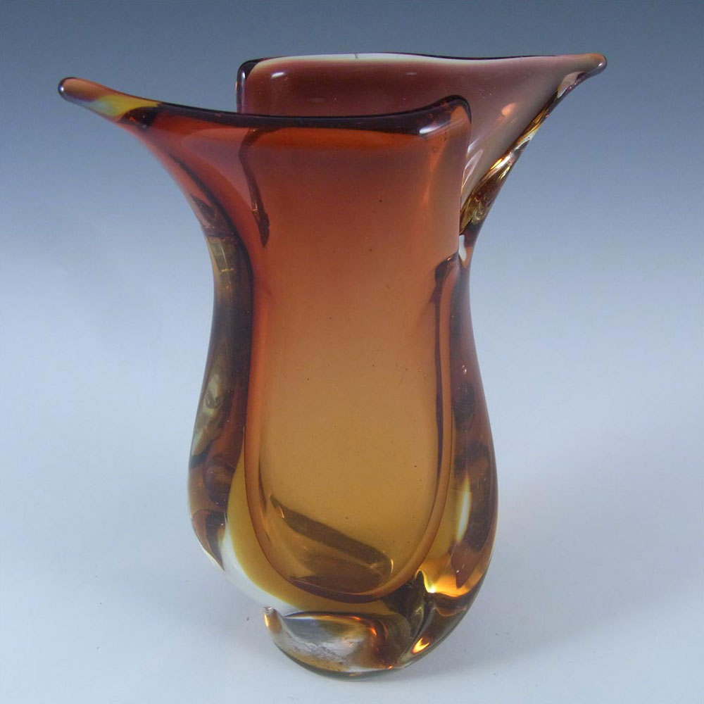 (image for) Murano/Venetian Red & Amber Sommerso Glass Vase #2 - Click Image to Close