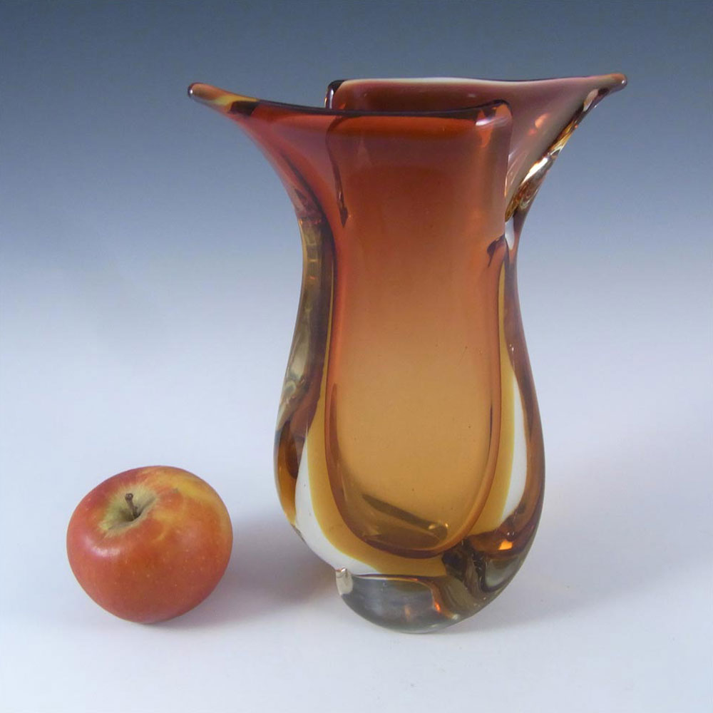 (image for) Murano/Venetian Red & Amber Sommerso Glass Vase #2 - Click Image to Close