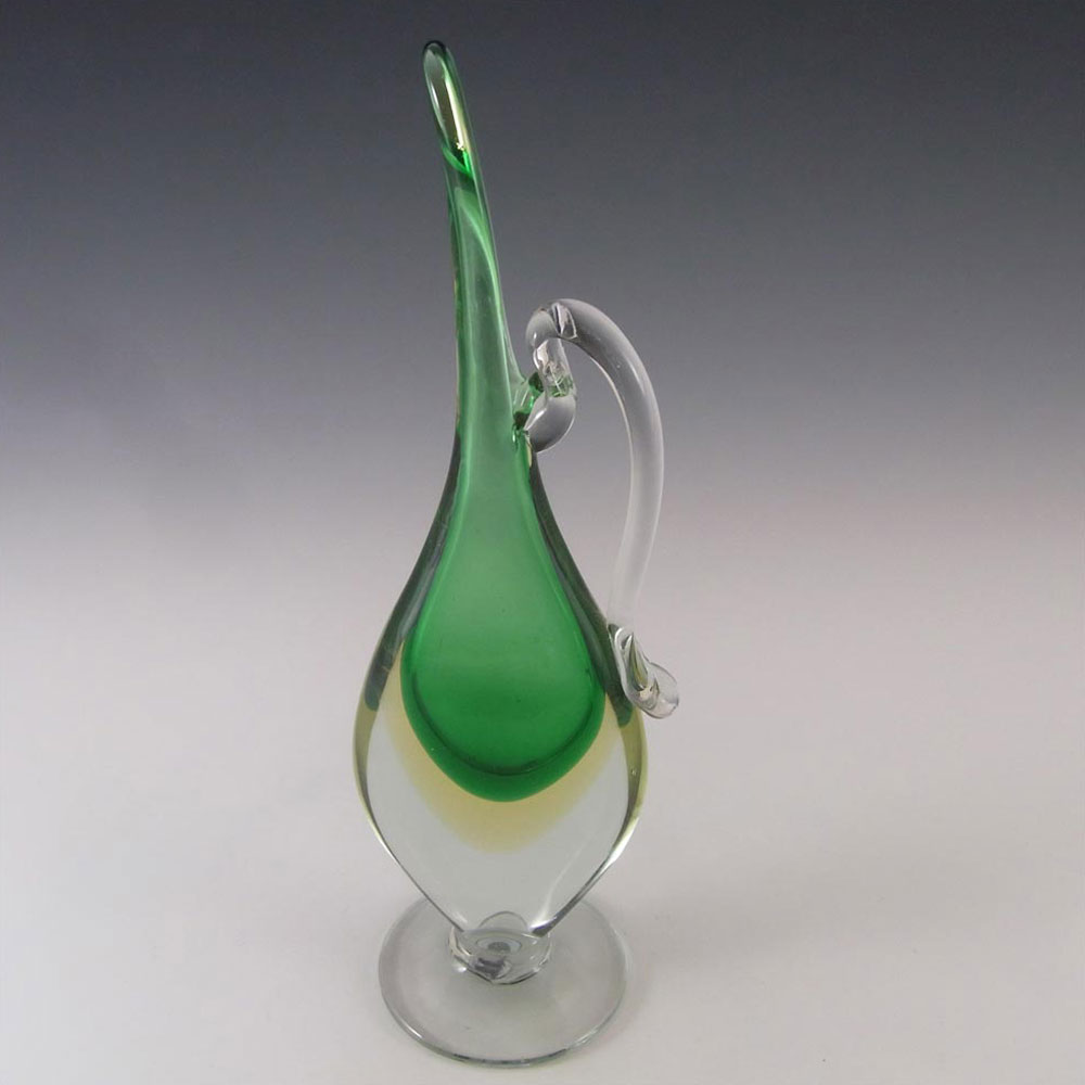(image for) Murano/Venetian Green & Amber Sommerso Glass Vase/Jug #2 - Click Image to Close