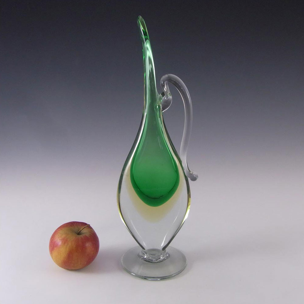 (image for) Murano/Venetian Green & Amber Sommerso Glass Vase/Jug #2 - Click Image to Close