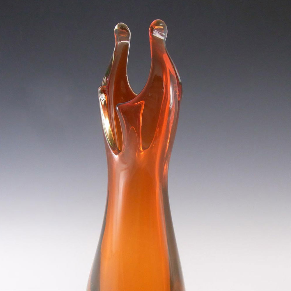 (image for) Murano/Venetian Orange & Uranium Green Sommerso Glass Vase - Click Image to Close