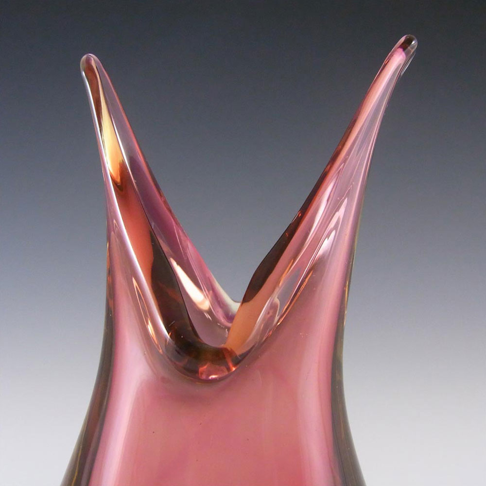 (image for) Murano/Venetian Pink & Amber Sommerso Glass Vase - Click Image to Close