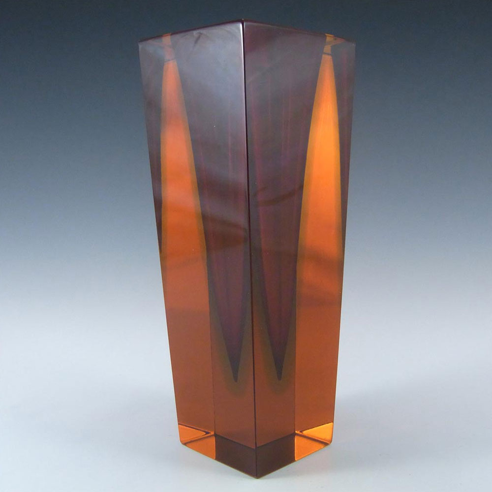 (image for) Large Murano Faceted Sommerso Glass Block Vase - Click Image to Close