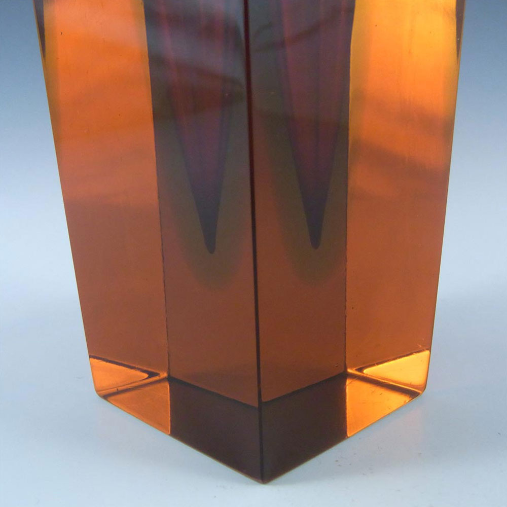Large Murano Faceted Sommerso Glass Block Vase - Click Image to Close