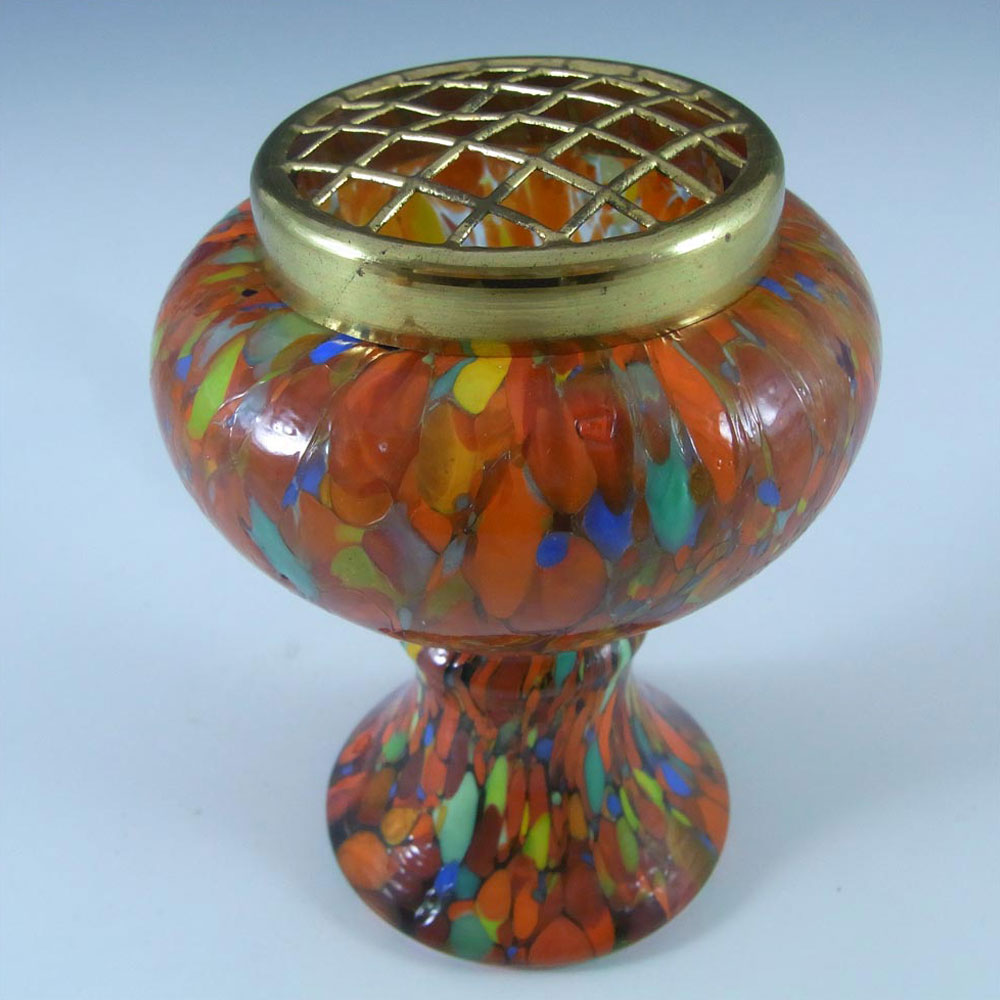 Czech 1930's Multicoloured Spatter/Splatter Glass Vase - Click Image to Close