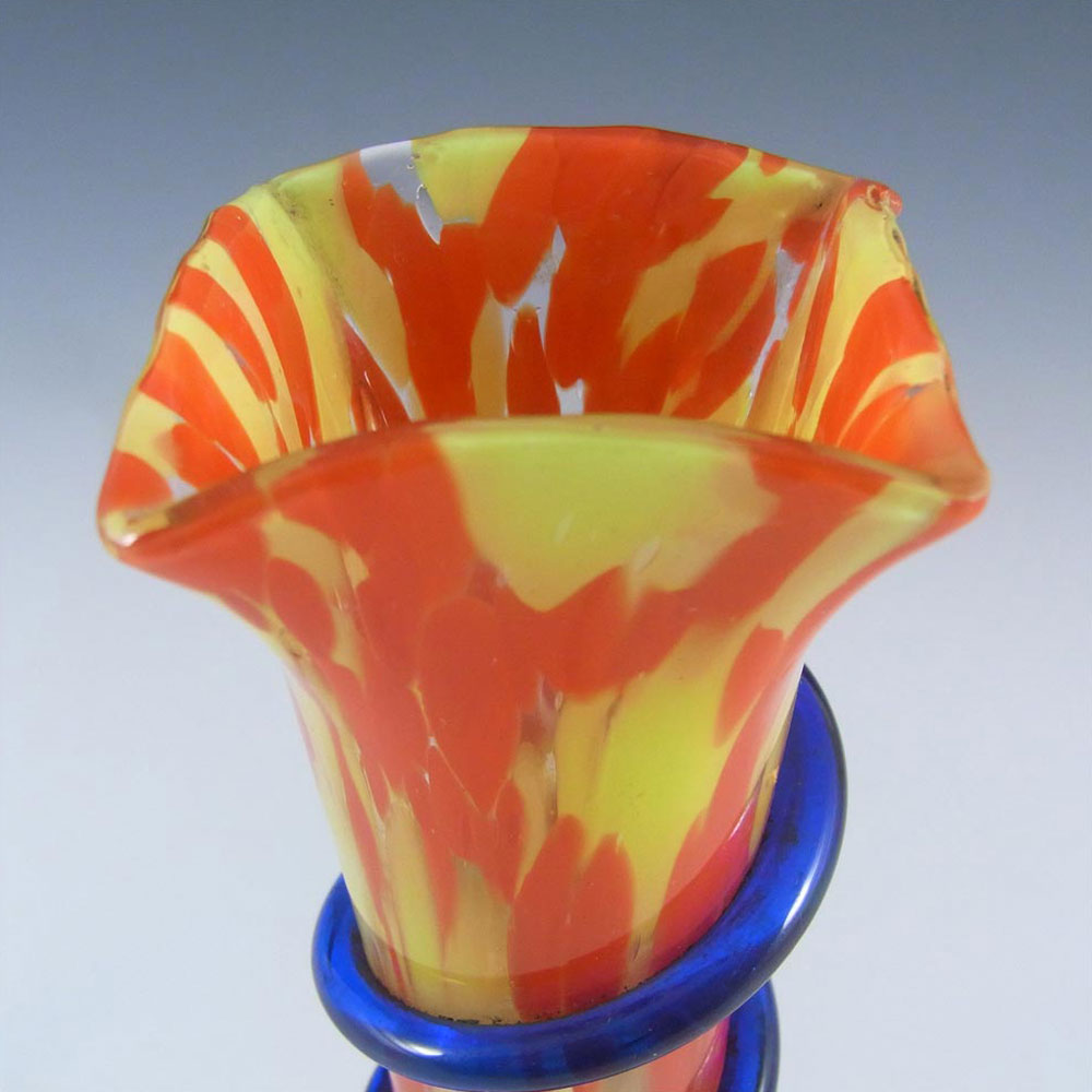 (image for) Czech 1930's Red & Yellow Spatter / Splatter Glass Vase - Click Image to Close