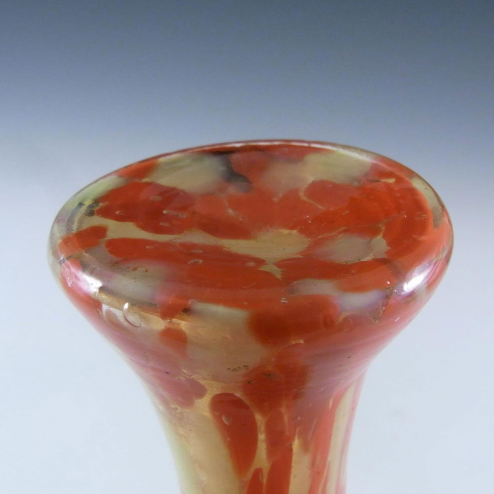Czech 1930's Red & Yellow Spatter / Splatter Glass Vase - Click Image to Close