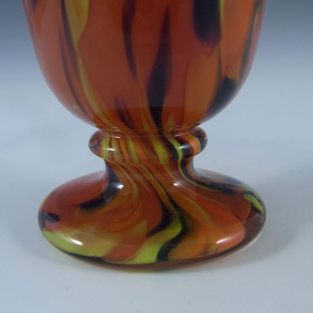 Czech Red, Black & Yellow Spatter/Splatter Glass Vase - Click Image to Close