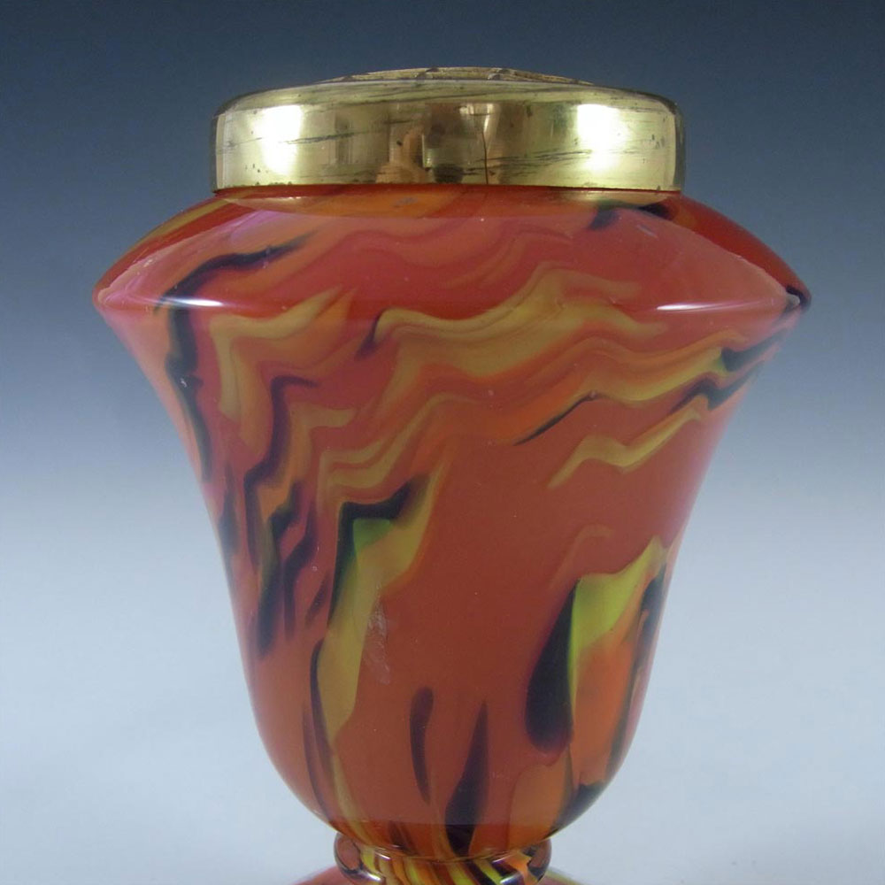 (image for) Czech Red, Black & Yellow Spatter/Splatter Glass Vase - Click Image to Close