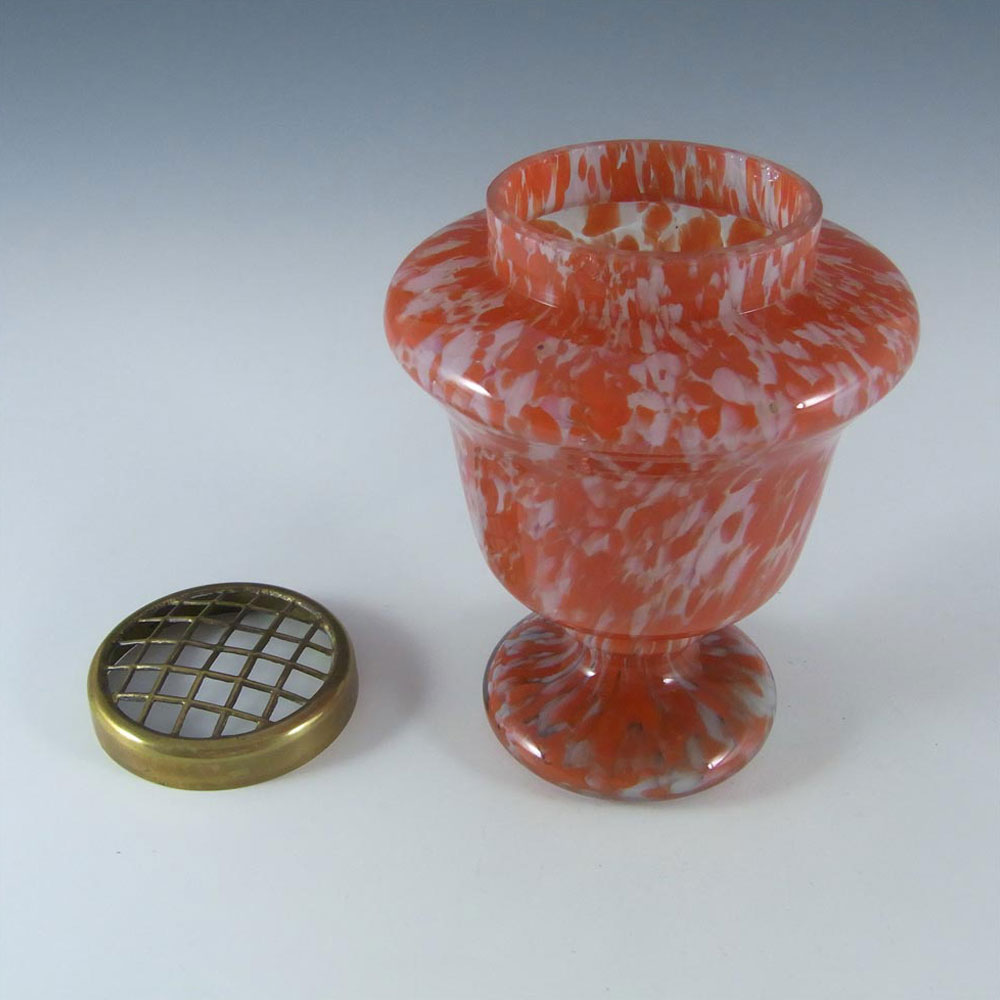 (image for) Czech 1930's Red & White Spatter/Splatter Glass Vase - Click Image to Close