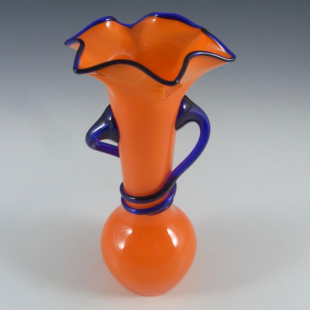 (image for) Czech 1930's/40's Orange & Blue Glass Tango Vase - Click Image to Close