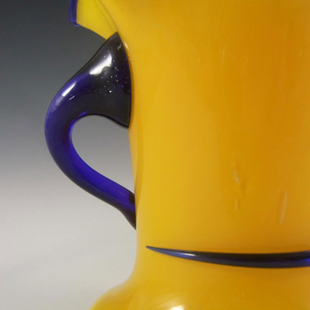 Czech 1930's/40's Yellow & Blue Glass Tango Vase - Click Image to Close